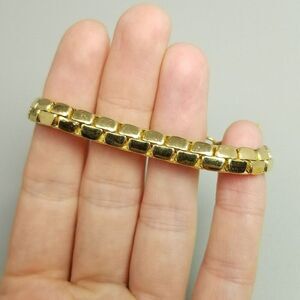 Vintage Avon Chunky Gold Tone Flat Chain Bracelet, 6 1/2 Inches Long, Estate